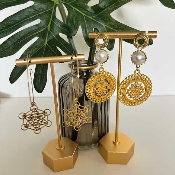 Divine Geometry Earrings -Metatron's Cube Hoops- Yatra Sacred Geometry Earrings - Picture 4 of 15